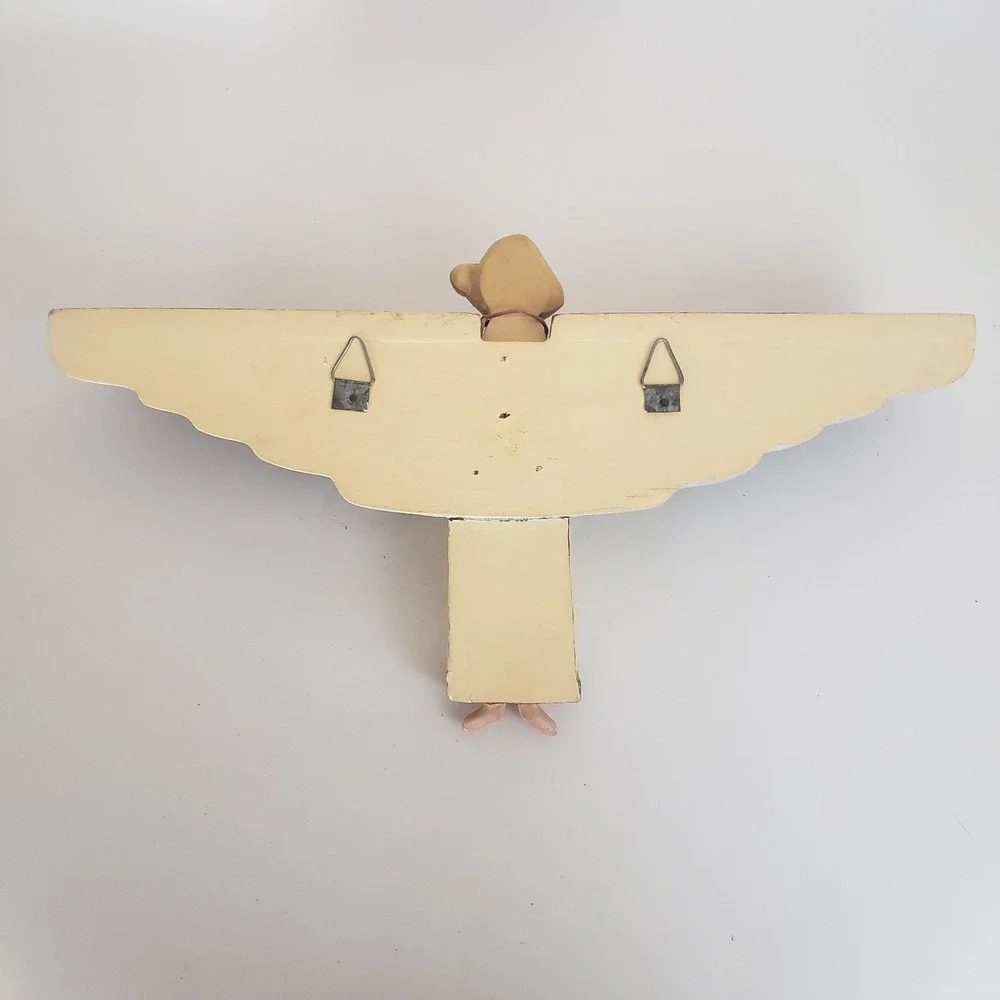 VTG Praying Angel Wood Wall Shelf Hand Painted Folk Art 17